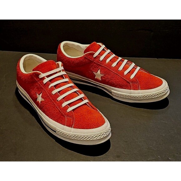 Men's 11.5 Converse One Star Ox Red Suede Low Top Sneakers 158434C - EUC Rare - Picture 1 of 16